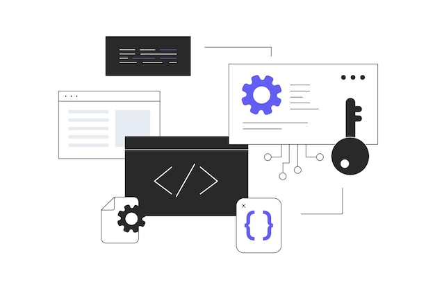 software development programming coding write code settings and testing developing programs