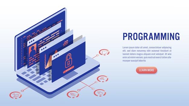 software development, programming and data analysis concept