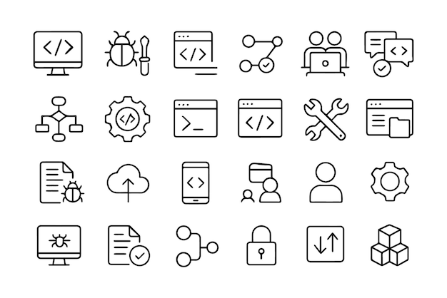 Software Development and Programming Line Icons Set