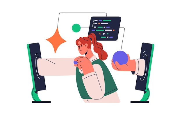 software engineer testing program concept coder solve develop database programmer write code information technology web mobile development flat isolated vector illustration on white background
