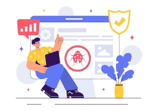 software testing vector illustration featuring application engineering debugging processes development workflow programming and coding