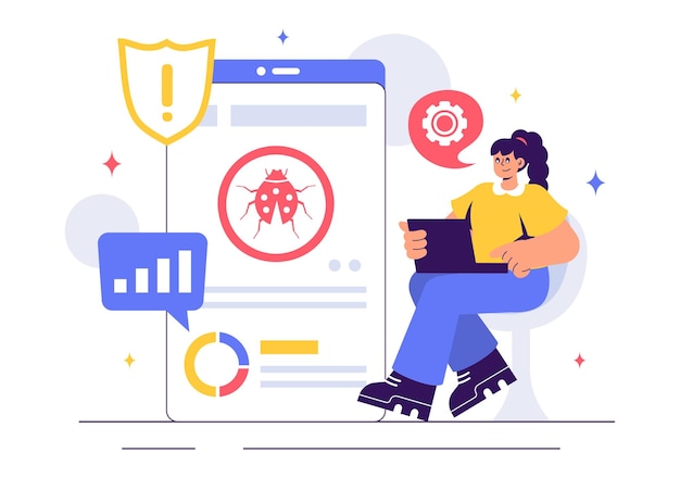 software testing vector illustration featuring application engineering debugging processes development workflow programming and coding