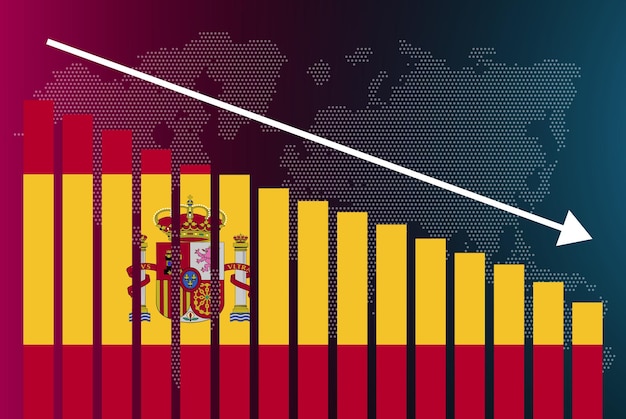 spain bar chart graph decreasing values crisis and downgrade news banner fail and decrease