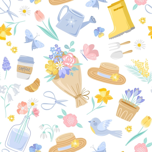 spring elements seamless pattern