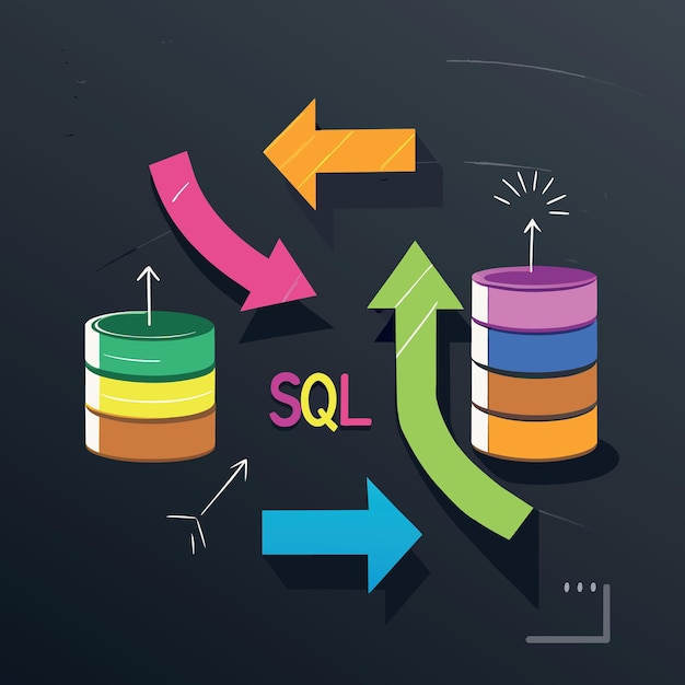 sql modern programming language for database in software development or application concept multi