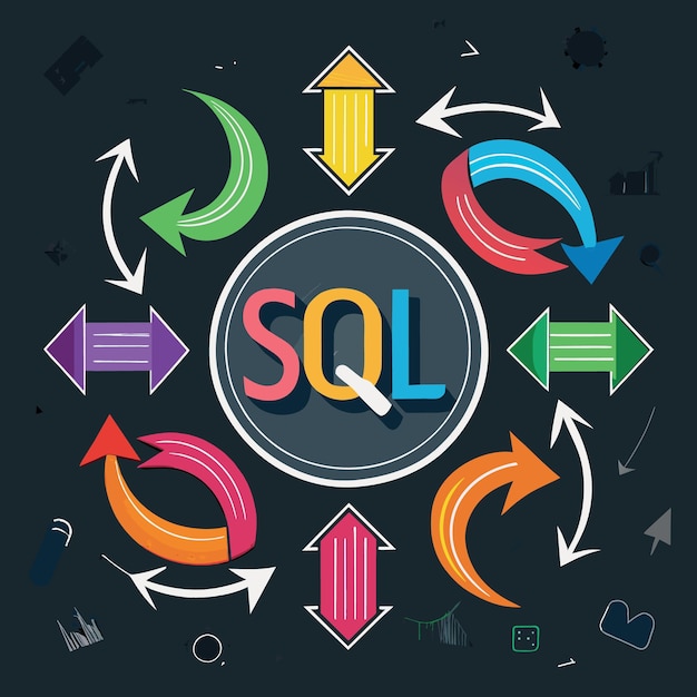 sql modern programming language for database in software development or application concept multi