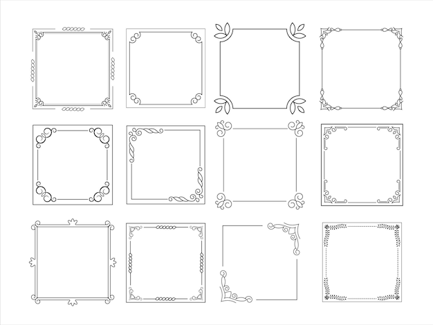 square frames border vector elements