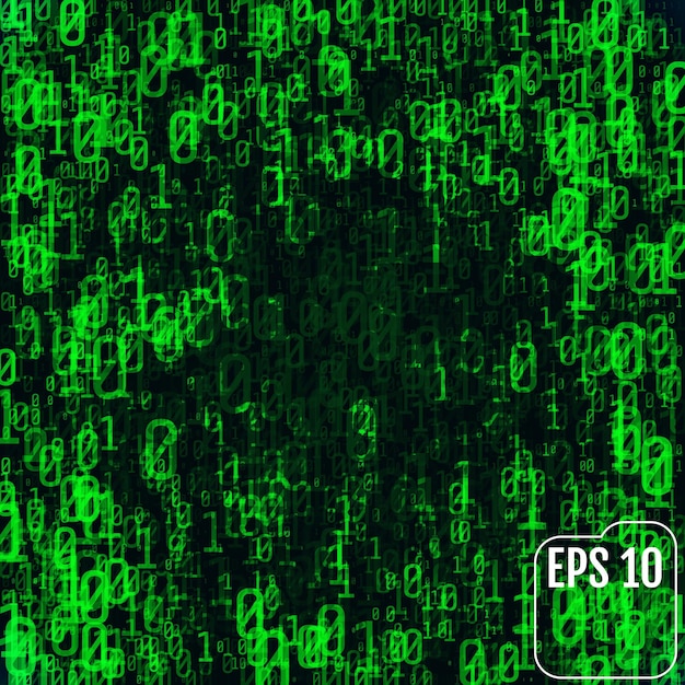 stream of binary code on screen abstract vector background data and technology decryption and encryption computer matrix illustration