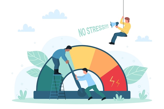 stress level solution and tension decrease tiny people reduce pressure of office problem