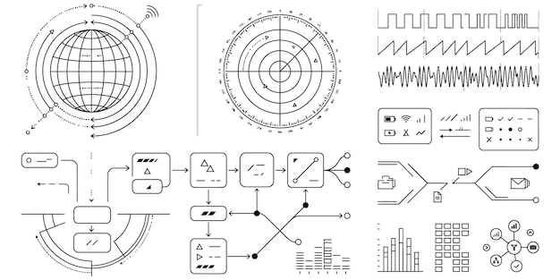 technical data visualization elements set