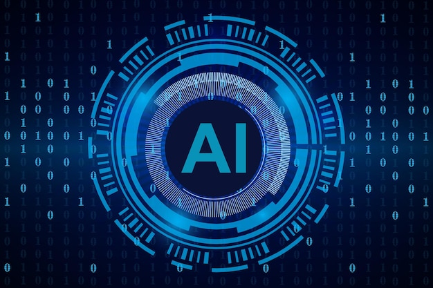 technology ai binary code circle background