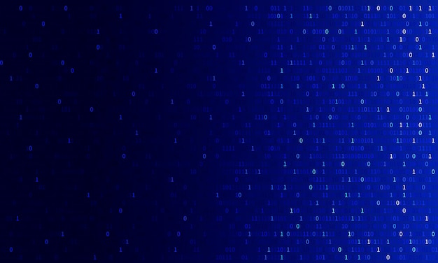 technology blue binary digital data software programming code random concept matrix background vector