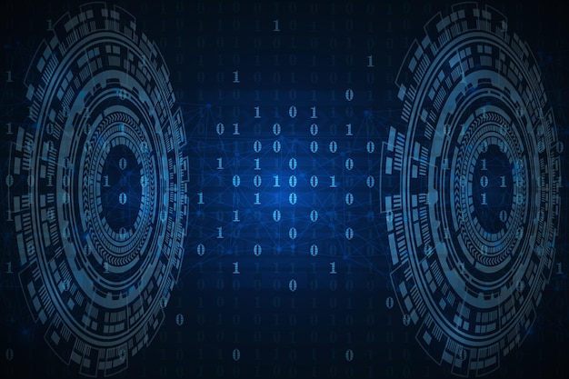 technology network binary code circle background