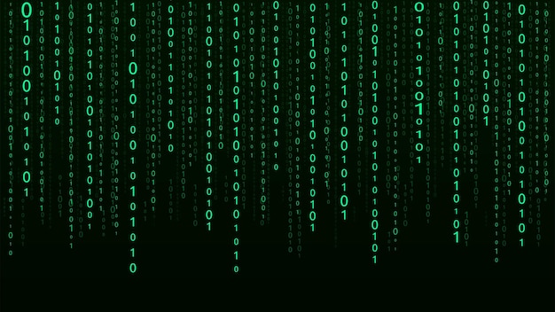 technology vector binary code random falling digits on screen hacked software matrix sciense background big data analytics