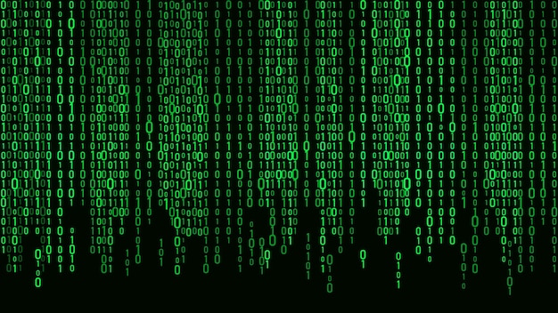 technology vector binary code random falling digits on screen hacked software matrix sciense background big data analytics