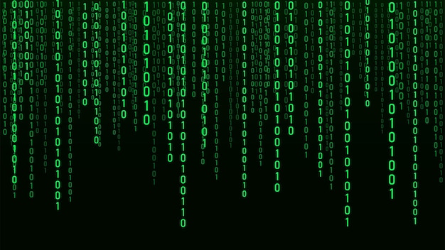 technology vector binary code random falling digits on screen hacked software matrix sciense background big data analytics