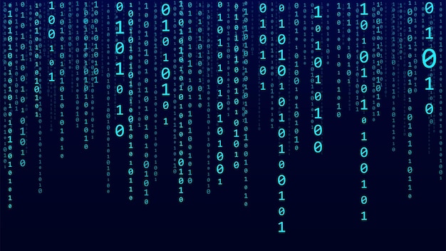 technology vector binary code random falling digits on screen hacked software matrix sciense background big data analytics