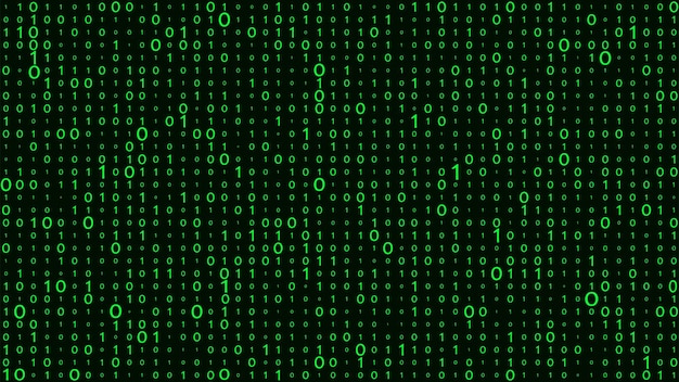technology vector binary code random falling digits on screen hacked software matrix sciense background big data analytics
