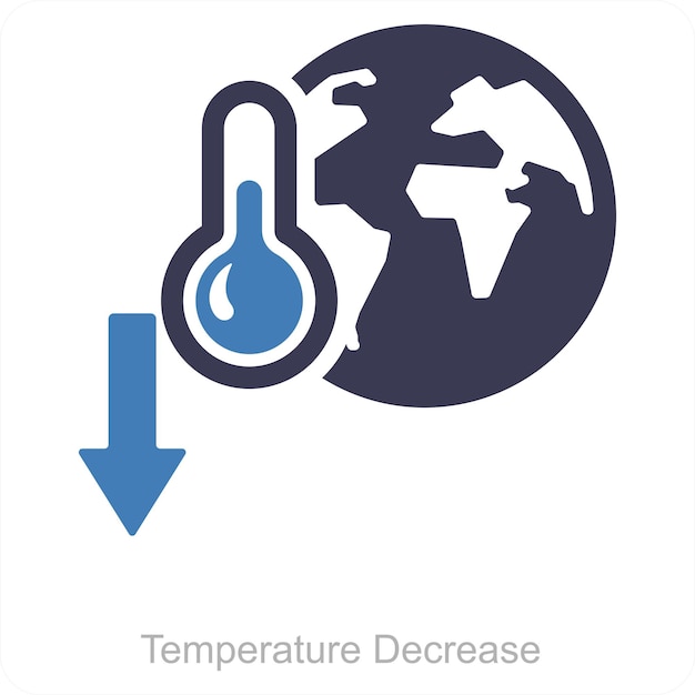 temperature decrease and weather icon concept