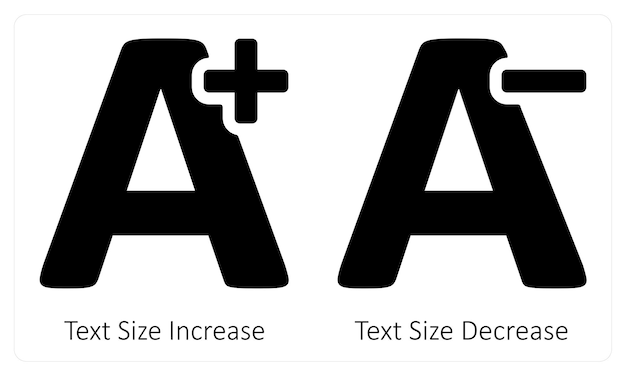 text size increase text size decrease