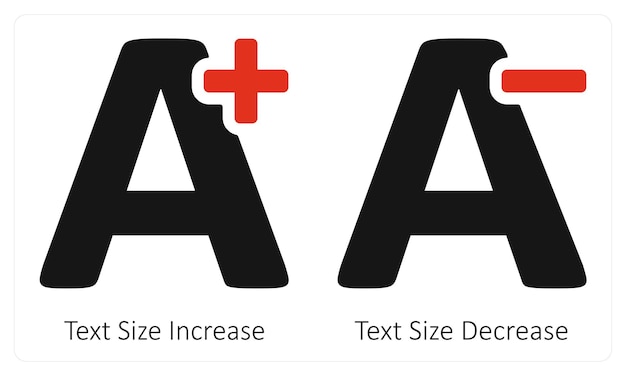 text size increase text size decrease