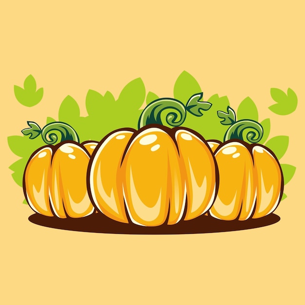 three pumpkins in the patch