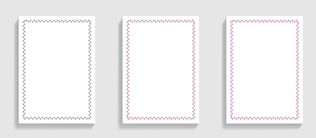 three rectangular frames with abstract pattern borders
