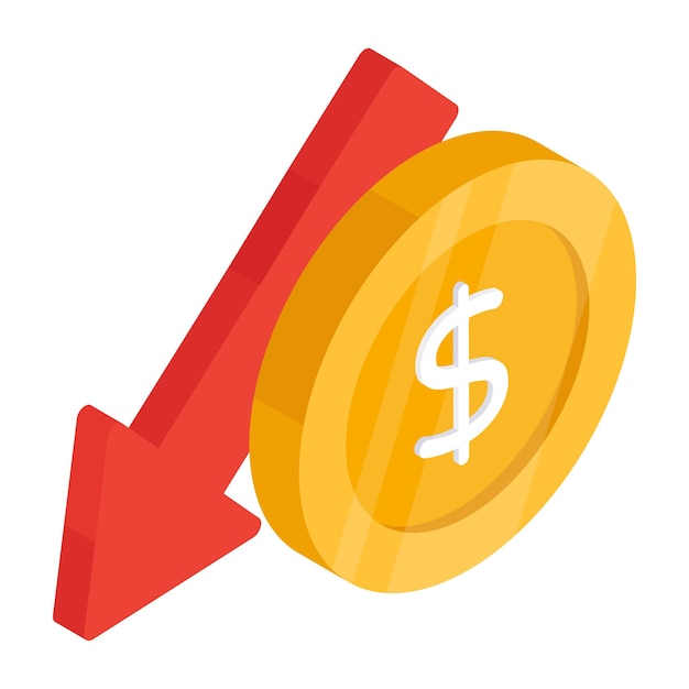 trendy design icon of dollar value decrease