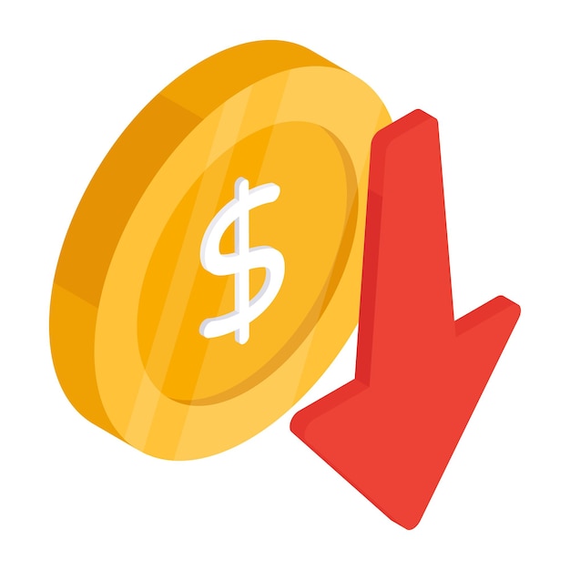 trendy design icon of dollar value decrease