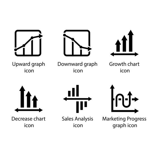 upward graph downward graph growth chart decrease chart sales analysis progress graph icon