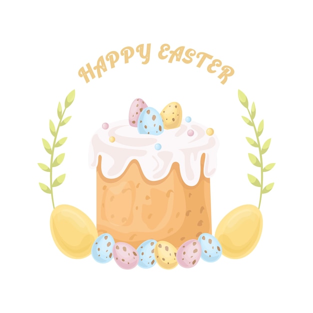 vector frame for easter easter eggs and easter cake