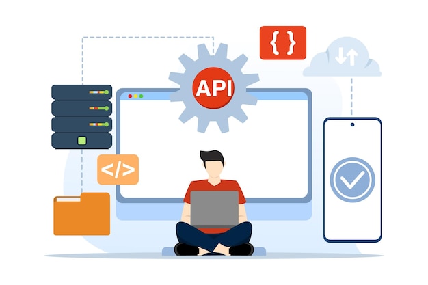 vector illustration of api application programming interface concept of coding service