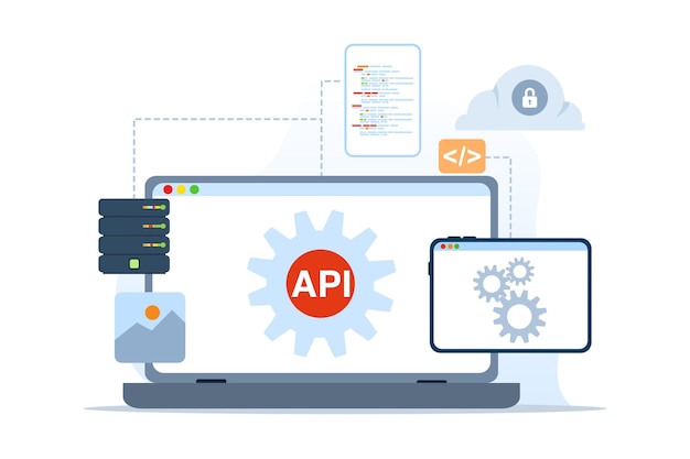 vector illustration of api application programming interface concept of coding service