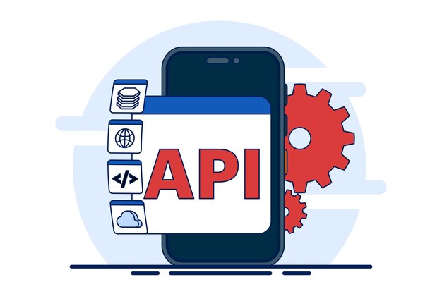 ベクトルイラスト アプリケーションプログラミングインターフェースまたはソフトウェア開発ツールの概念