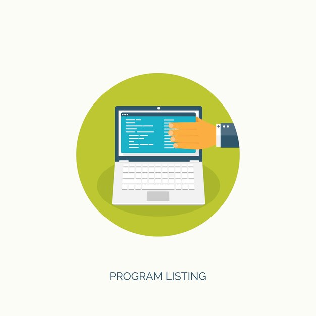 vector illustration flat background coding programming seo search engine optimisation app development creation software program code web design