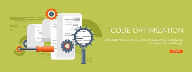 vector illustration flat computing background programming coding web development search engine