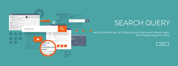 vector illustration flat computing background programming coding web development search engine
