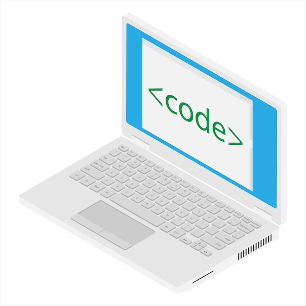 vector laptop coding concept. web developer, design, programming. laptop screen code