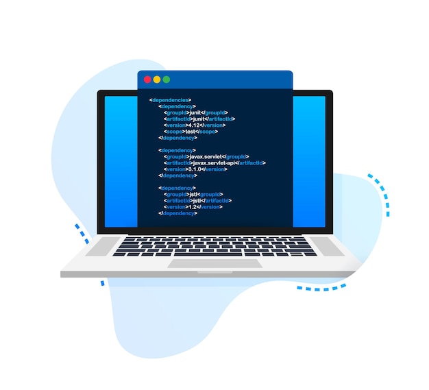 vector laptop coding pattern web developer design programming