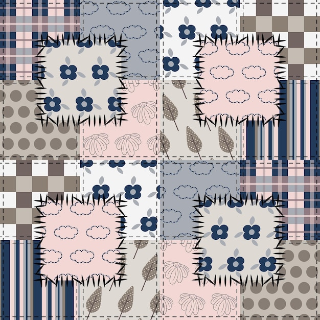 vector patchwork background with different patterns
