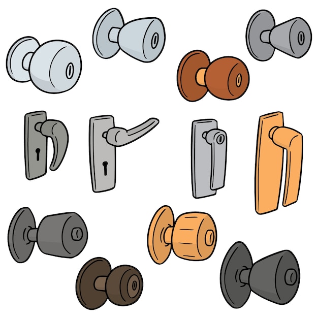 vector set of door knobs