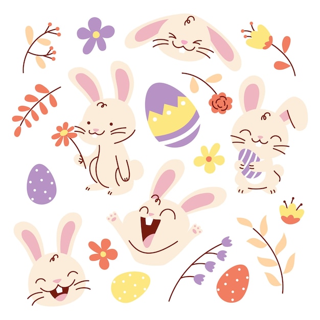 vector set of easter elements