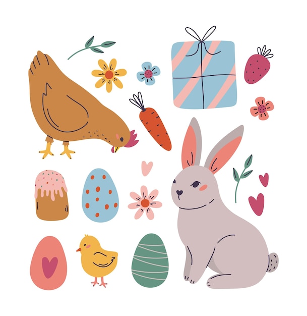 vector set of easter elements