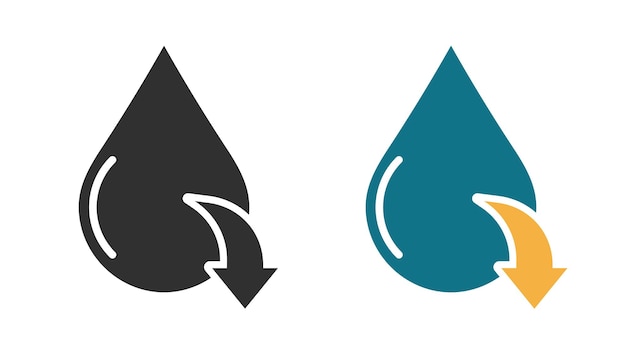 water drop low level icon moisture decrease arrow down sign vector graphic simple