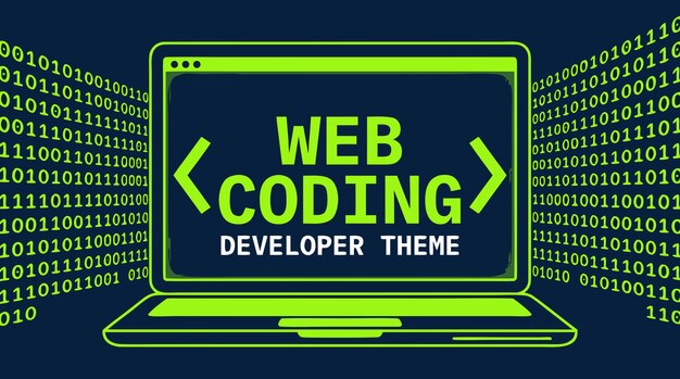 web coding and programming horizontal vector