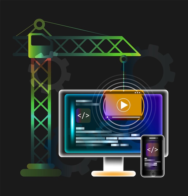 web develop coding and programming vector banner