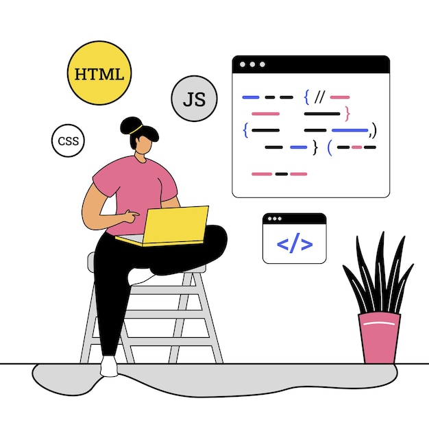 web developer coding with html css and js