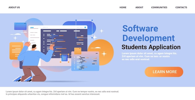 web developer creating program code development of software and programming concept horizontal copy space