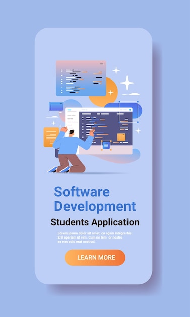 web developer creating program code development of software and programming concept vertical