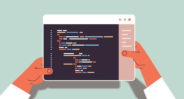 web developer hands using tablet pc creating program code development of software and programming concept